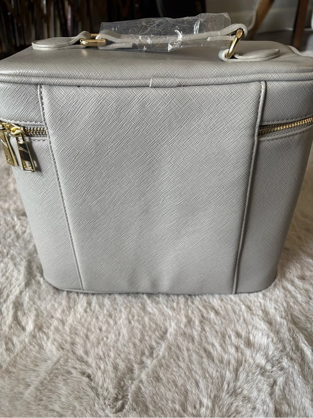 SLY Beauty The Ever Need Makeup Train Case Gray NWOT + Mirror & Brush Case